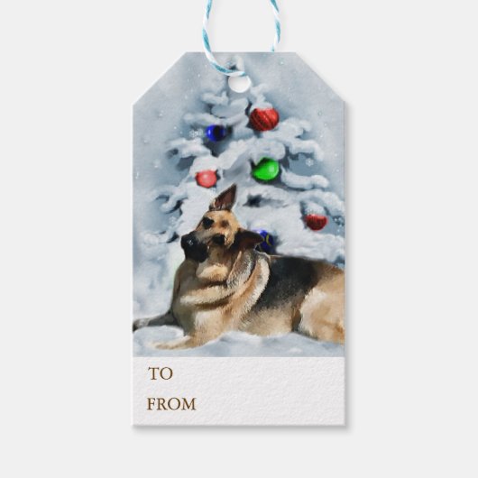 German Shepherd kerstcadeautjes Cadeaulabel (Voorkant)