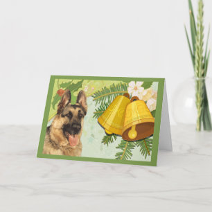 German Shepherd kerstcard Bells Feestdagen Kaart