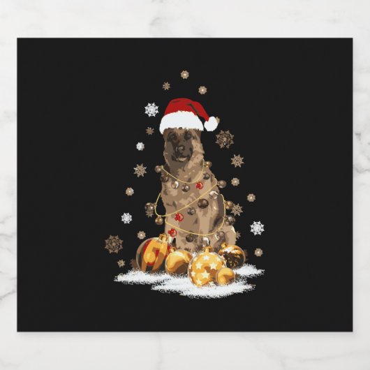 German Shepherd kersthond Light Ugly Sparkling Wijnetiket (Enkel label)