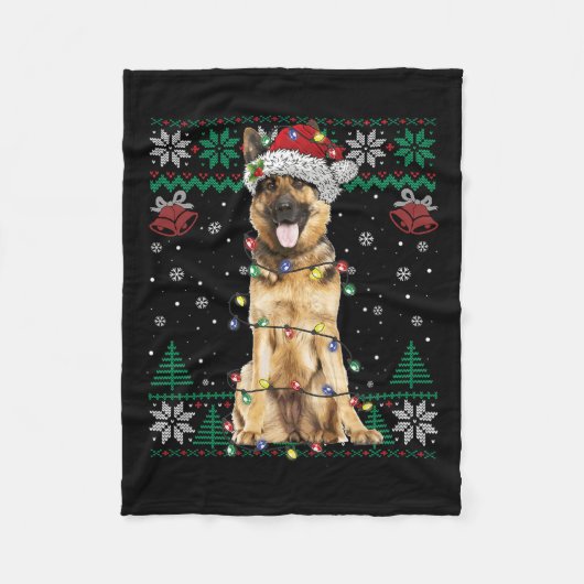 German Shepherd Kerstkerstkerstman Ugly Sweater Do Fleece Deken (Voorkant)