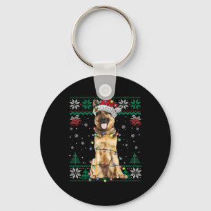 German Shepherd Kerstkerstkerstman Ugly Sweater Do Sleutelhanger