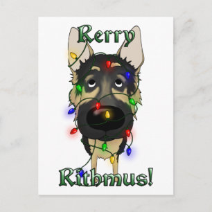 German Shepherd kerstlampjes Feestdagenkaart