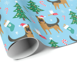 German Shepherd kerstwrapping Paper Cadeaupapier