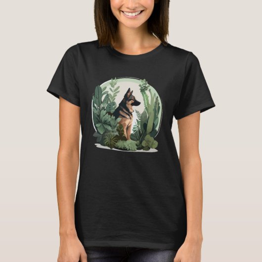 German Shepherd Mama Plant  Dog T-shirt (Voorkant)