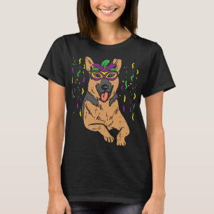 German Shepherd Mardi Gras Mask Cute Carnival Dog T-shirt