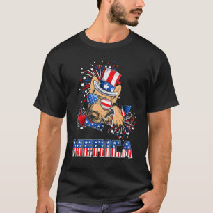 German Shepherd Merica Vuurwerk 4 juli mannen bo T-shirt