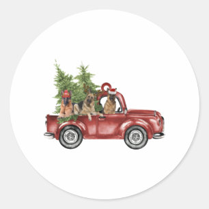 German Shepherd Merry Kerstideeën Dog Cosplay Ronde Sticker