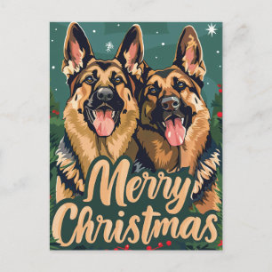 German Shepherd Merry Kerstmis Briefkaart