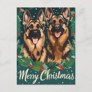 German Shepherd Merry Kerstmis Briefkaart