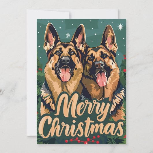 German Shepherd Merry Kerstmis Feestdagenkaart (Voorkant)
