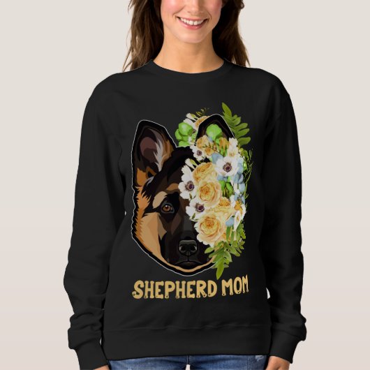German Shepherd Mom Flowers Apparel Shepherd Mama  Trui (Voorkant)