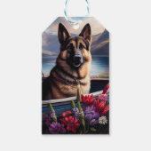 German Shepherd op een peddel: Een Schilderachtig  Cadeaulabel (Voorkant)