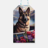 German Shepherd op een peddel: Een Schilderachtig  Cadeaulabel (Achterkant)