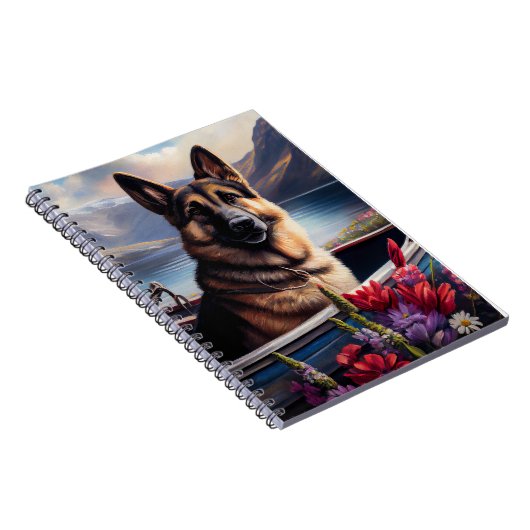 German Shepherd op een peddel: Een Schilderachtig Notitieboek (Rechterzijde)
