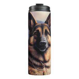 German Shepherd op een peddel: Een Schilderachtig Thermosbeker