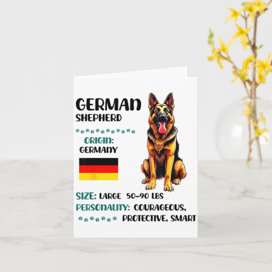 German Shepherd Origin Funny German Shepherd Lover Kaart (Gele Bloem)
