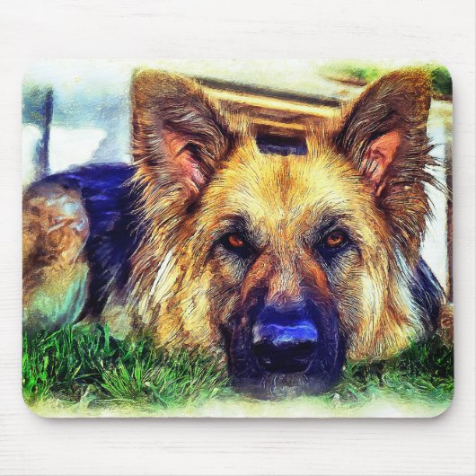German Shepherd Painting Muismat (Voorkant)
