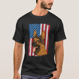 German Shepherd Patriotic Dog American 4/7 T-shirt