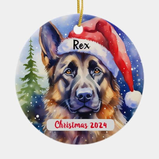 German Shepherd Persoonlijke kerstversiering Keramisch Ornament (Voorkant)