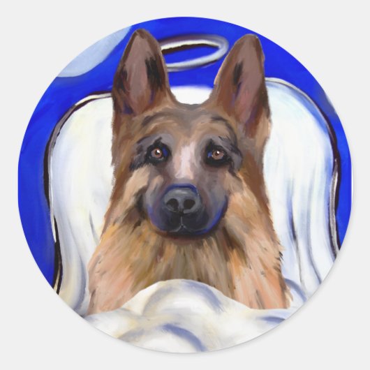 German Shepherd PET ANGEL Ronde Sticker (Voorkant)