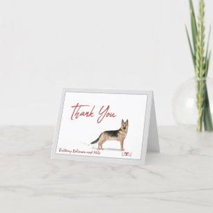 German Shepherd Pet Dog Personalize Bone Ribbon  Bedankkaart