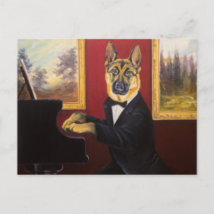 German Shepherd Piano Waltz Briefkaart