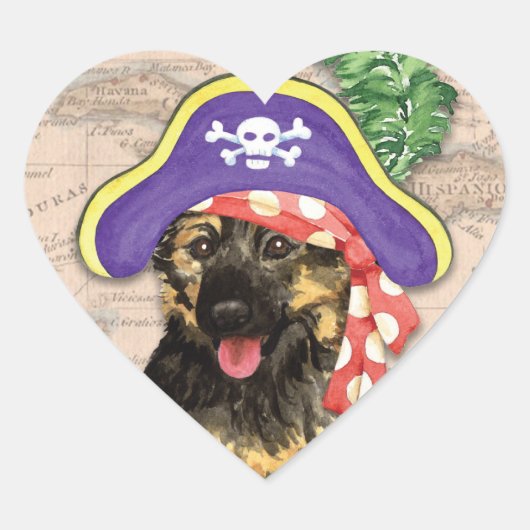 German Shepherd Pirate Hart Sticker (Voorkant)