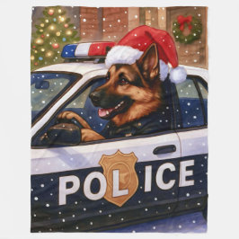 German Shepherd Police Holiday Card Fleece Deken