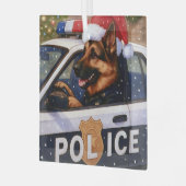 German Shepherd Police Holiday  Glas Ornament (Voorkant links)