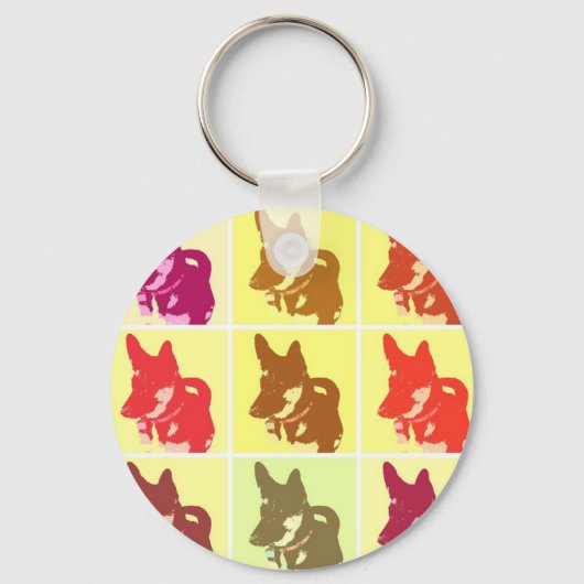 German Shepherd PopArt Sleutelhanger (Voorkant)
