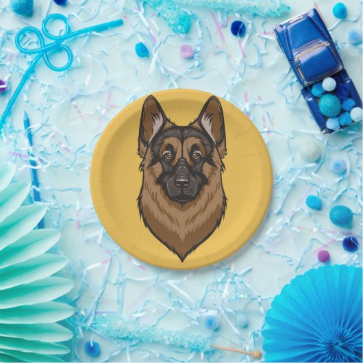 German Shepherd Portrait Papieren Bordje (Feest)