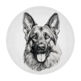 German Shepherd Portrait Round Cutting Board Snijplank