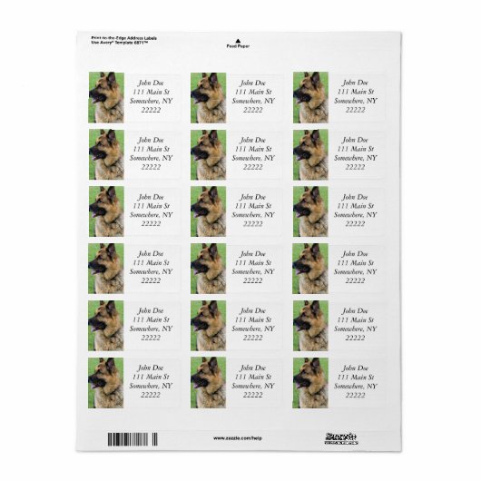 German Shepherd Profiel Etiket (Full Sheet)