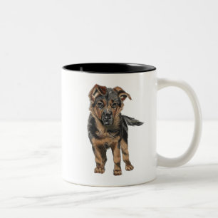 German Shepherd Puppy Drawing Tweekleurige Koffiemok