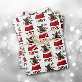 German Shepherd Puppy in Holiday Gift Bag Inpakpapier Vel