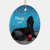 German Shepherd Puppy Kerstmis Keramisch Ornament (Rechts)
