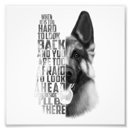 German Shepherd Quote, German Shepherd Art Foto Afdruk (Voorkant)