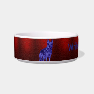 German Shepherd Red Damask Luxury Pet Bowl Voerbakje