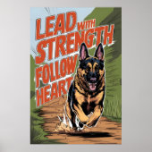 German Shepherd rent met kracht Poster (Voorkant)
