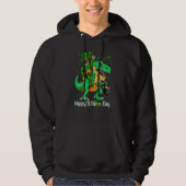 German Shepherd Riding Dinosaur Patricks Day Shamr Hoodie (Voorkant)