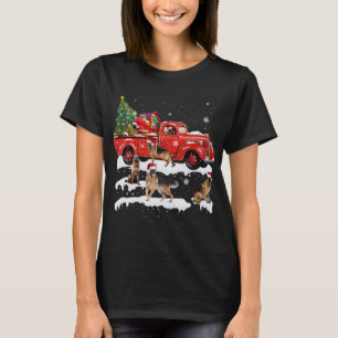 German Shepherd Riding Red Truck Merry Kerstmis X T-shirt