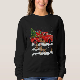 German Shepherd Riding Red Truck Xmas Merry Trui