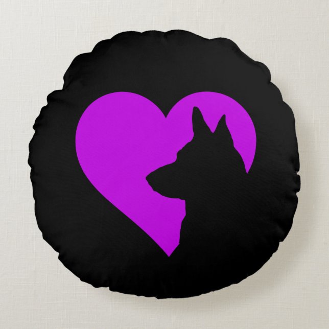 German Shepherd Rond Kussen (Voorkant)