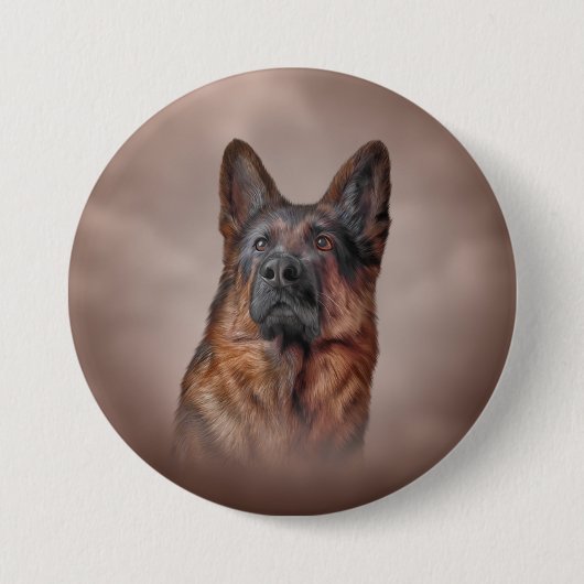 German Shepherd Ronde Button 7,6 Cm (Voorkant)