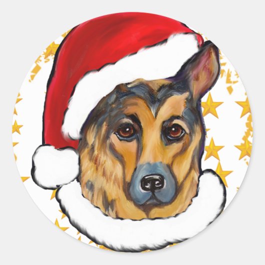 GERMAN SHEPHERD RONDE STICKER (Voorkant)