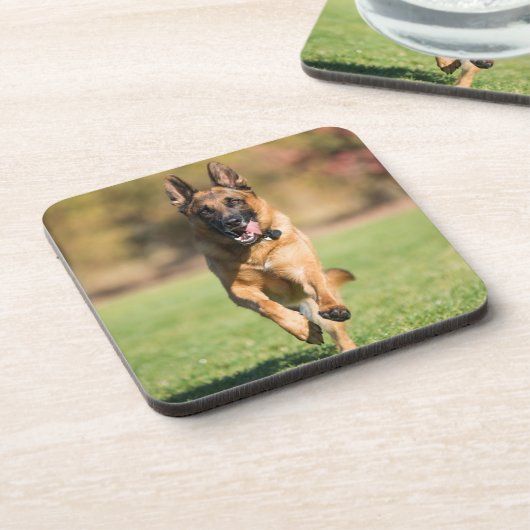 German Shepherd Running Bier Onderzetter (Linkerzijde)