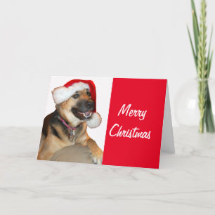 German Shepherd Santa Claus Feestdagen Kaart