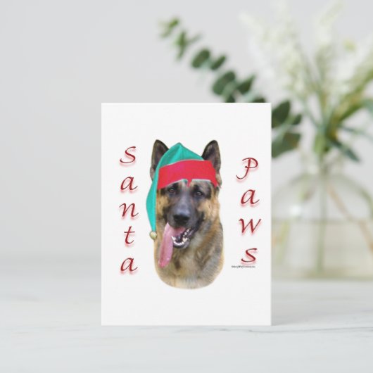 German Shepherd Santa Paws Feestdagenkaart (Staand voorkant)