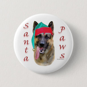 German Shepherd Santa Paws Ronde Button 5,7 Cm