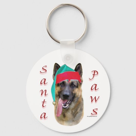German Shepherd Santa Paws Sleutelhanger (Voorkant)
